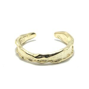 Yellow Gold Plated Sterling Silver Ring Adjustable Open Band For Sizes 5 6 7 925